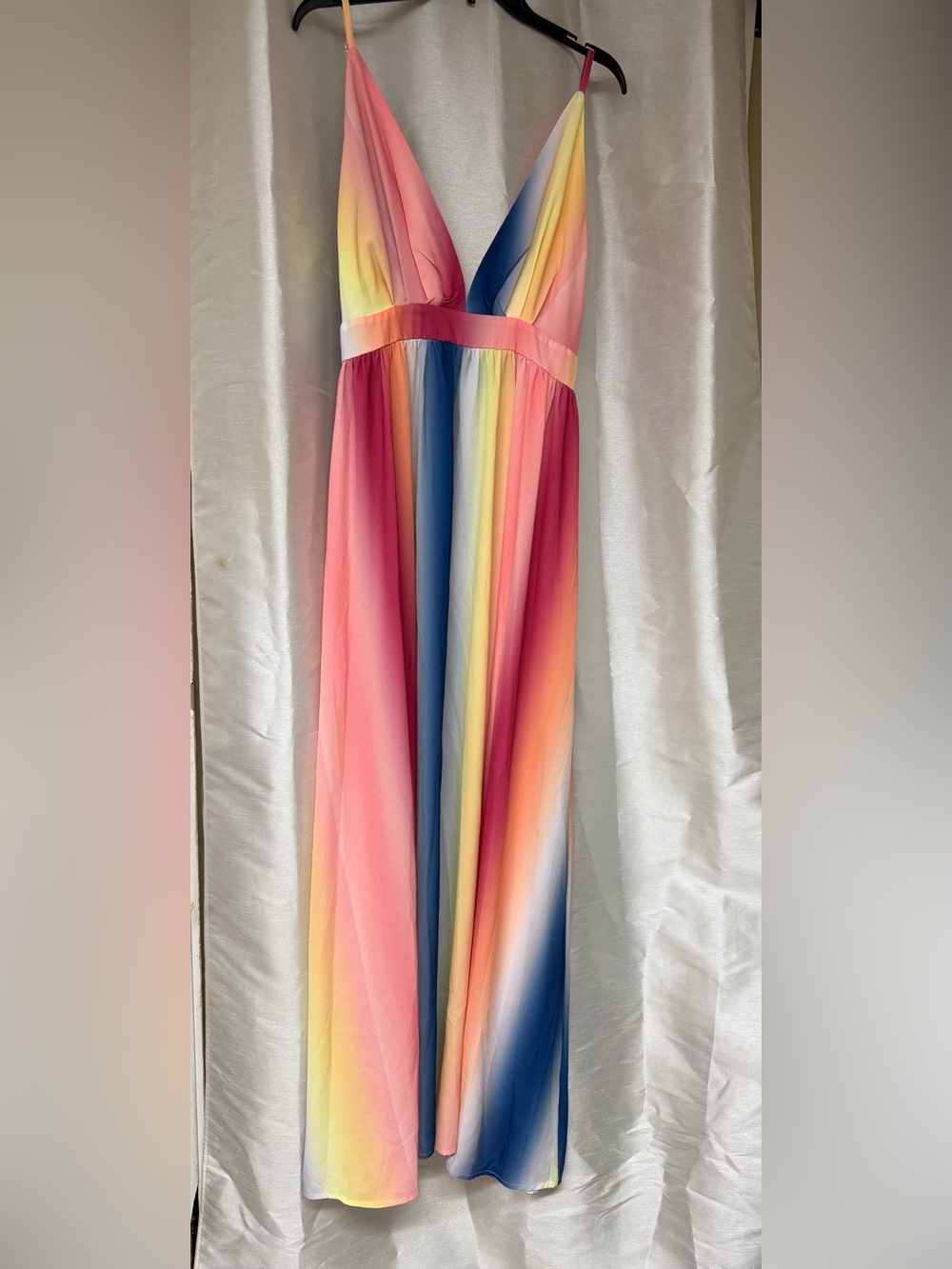 Amazon Multicolor Gradient Asymmetrical Maxi Dress - Pink, Yellow, Blue
